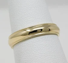 14 kt Yellow Gold 4 mm MILGRAIN Edge WEDDING BAND Ring Size 6.5+ B9033