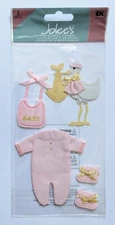 RARE Jolee's Baby Girl Clothes Stork Bib Booties Scrapbooking Stickers