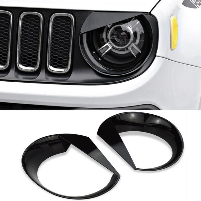 Black Eyebrow Headlight Bezels Cover Mouldings trim for Jeep Renegade