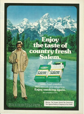 salem cigarette ads 1980s 1980 Salem Cigarettes Scenic Mountains vintage print ad 80's advertisement  V1