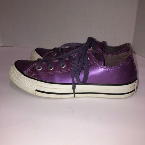Rare Converse All Star Womens Size 6 Purple Metallic Low Sneakers Shoes - Picture 4 of 9