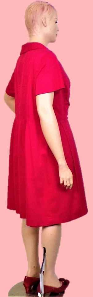 Vestido JULIAN TAYLOR 22W rojo manga corta calce/acampanado algodón/spandex lavado a máquina Foto 4 de 4