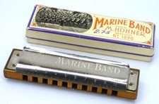 M.Hohner c1960s Marine Band No 1896 Blues Harmonica A440 Key of G w/ Box