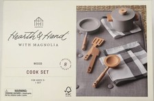 Hearth Hand Magnolia Wooden Toy Kitchen Pot Pan 8 pieces Cook Set