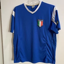 Rhinox Italia Athletic Jersey Shirt Top Blue Short Sleeve V Neck Men’s Sz L **⬇️