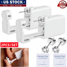 2x Kit De Piercing Para Orejas Desechables Pistola De Hacer Aretes Perforar Oido