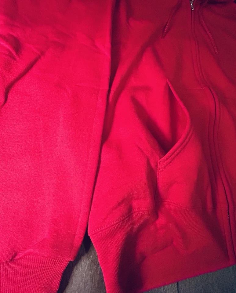 Chaqueta Hanes EcoSmart roja cremallera completa con capucha 2 bolsillos para mujer talla pequeña” Foto 2 de 4