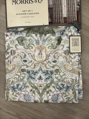 William Morris 2pc Strawberry Thief Window Curtain 37  84  Panel