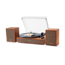 Vinyl Record Player with External Bookshelf Speakers, 33-1/3 45 78 RPM Vintag...