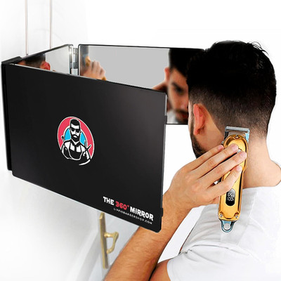The 360 Mirror - 3 Way Mirror for Self Hair Cutting - Adjustable Trifold Barber