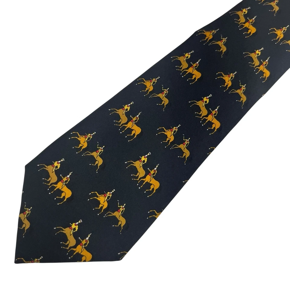 Мужской галстук Hermes Minotaur Centaur Horses черный шелк 7225 UA 3 3/8 дюйма (W) x 55 дюймов (L) - Изображение 4 из 4