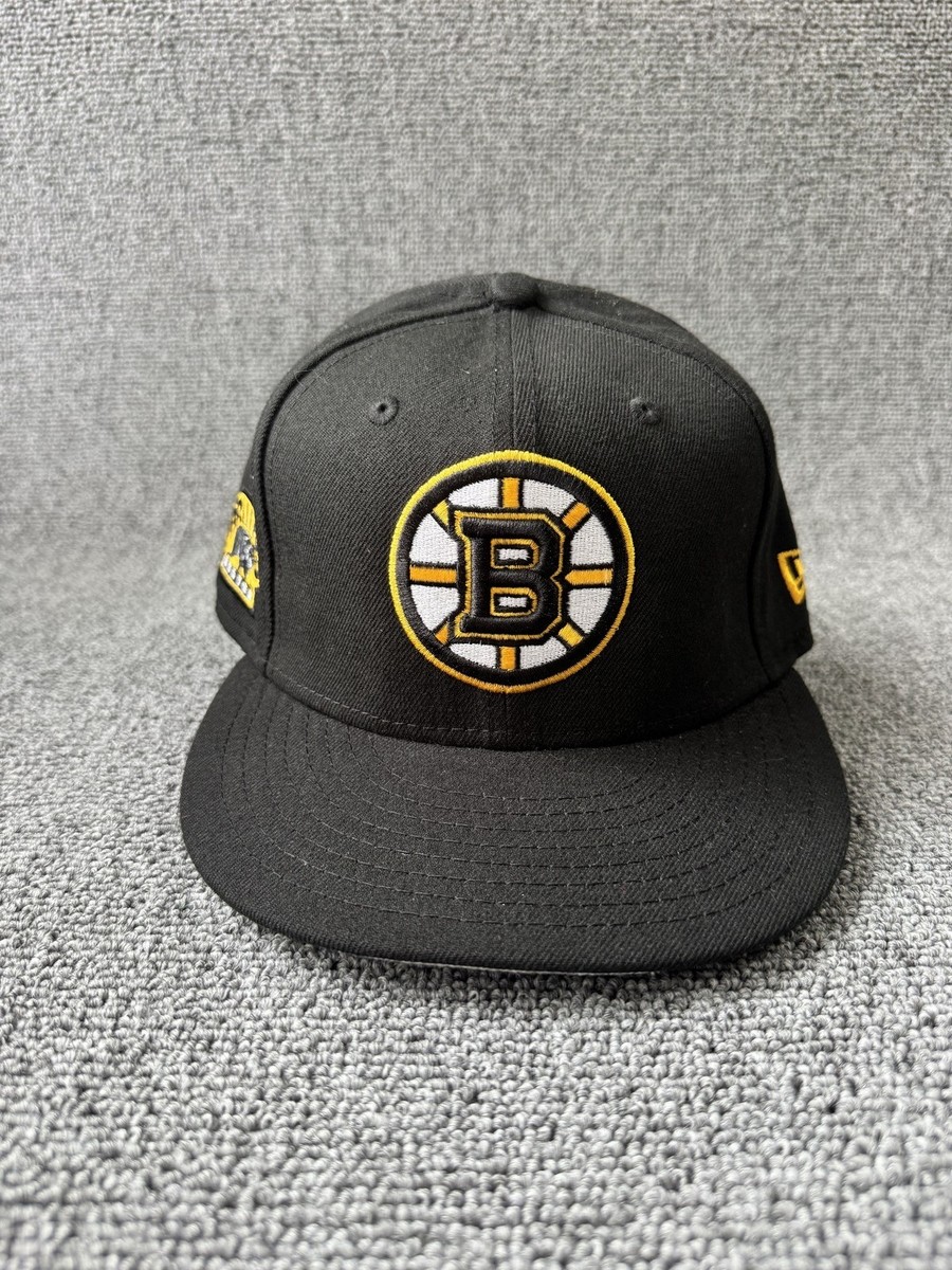 New Era Boston Bruins Snapback Flat Brim Black Hat NHL Cap