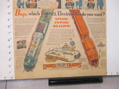 newspaper ad 1929 LIONEL train electric toy steam engine power