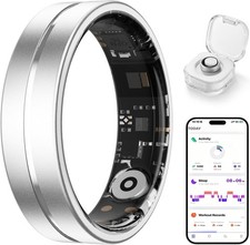 Smart Ring for Men/Women: AI Tracker w/ Sleep/HR/SpO2/HRV/Stress, Gest Pic, IP68