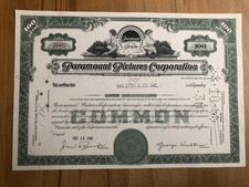 Historyczne akcje 1965 Paramount Pictures - 100 akcji - hollywoodzka dekoracja filmowa kul