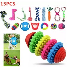15X Tough Dog Toys Bundle Chew Rope Knot Ball Squeakers Pet Puppy Teething UK