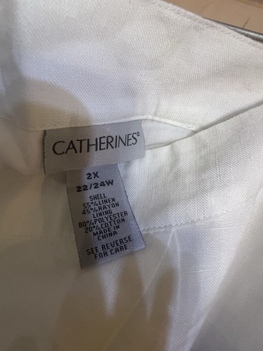 Catherines Women's Plus Size 2X Off White Long Linen Blend Lined Skirt 37” Long - Picture 2 of 4