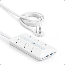 Power Strip with 300J Surge Protector, Flat Plug Extension Cord with Multiple Ou