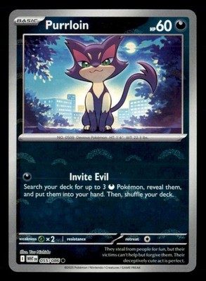 Purrloin (Poke Ball Pattern) 055/086 Common White Flare Pokemon Holo Near Mint