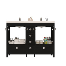 Black NEW Freestanding Bathroom Cabinet with Double Sink Black Vanity 47 INCH US