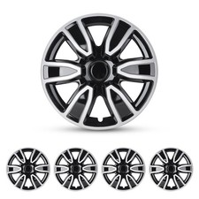 14 Inch Hubcaps Set of 4 Snap Universal Wheel Rim Cover ABS Silver Black Lacquer
