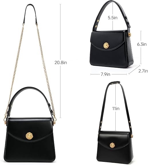 LA FESTIN Small Shoulder Handbag for Women Genuine Leather Top Handle Purse