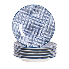 Hand-Printed Side Plates - 18cm - Navy - Pack of 6