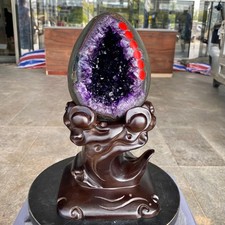 8.02LB High quality Natural Amethyst geode quartz crystal Dinosaur egg healing