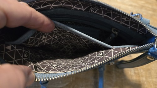 Botkier kleine Umhängetasche Leder Handtasche Bikertasche Handtasche weich blau und silber - Bild 5 von 7