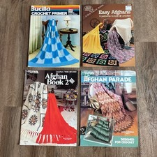 Crochet Knitting Pattern Book Lot Afghan Blanket Bucilla Leisure Arts Leaflets