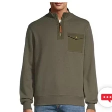 Frye and Co Shirt Mens 2XL Green1/4 Zip Mock Neck Preppy Pullover Sweatshirt