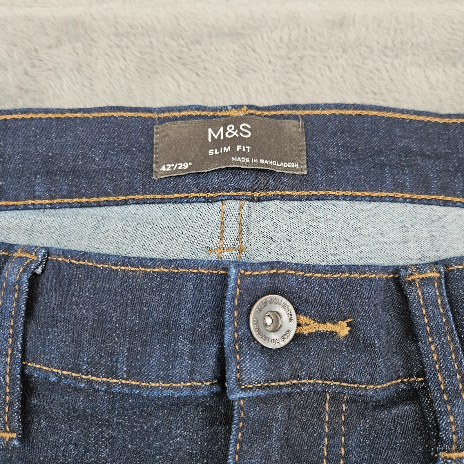 M&S Mens Slim Fit Indigo Stretch Jeans W42 L29 EU 107cm Cotton Denim image 5