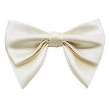 Oversized Bow Ties for Men Solid Color Pre-Tied Adjustable Bow Tie for White