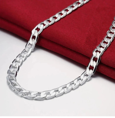 Cadena para Hombre de Plata de Ley 925 8 mm Collar Clásico Disponible en 20 y 24