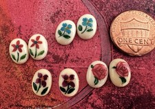 Vintage 9 x 11mm Floral Plastic Oval Cabs Japan 8