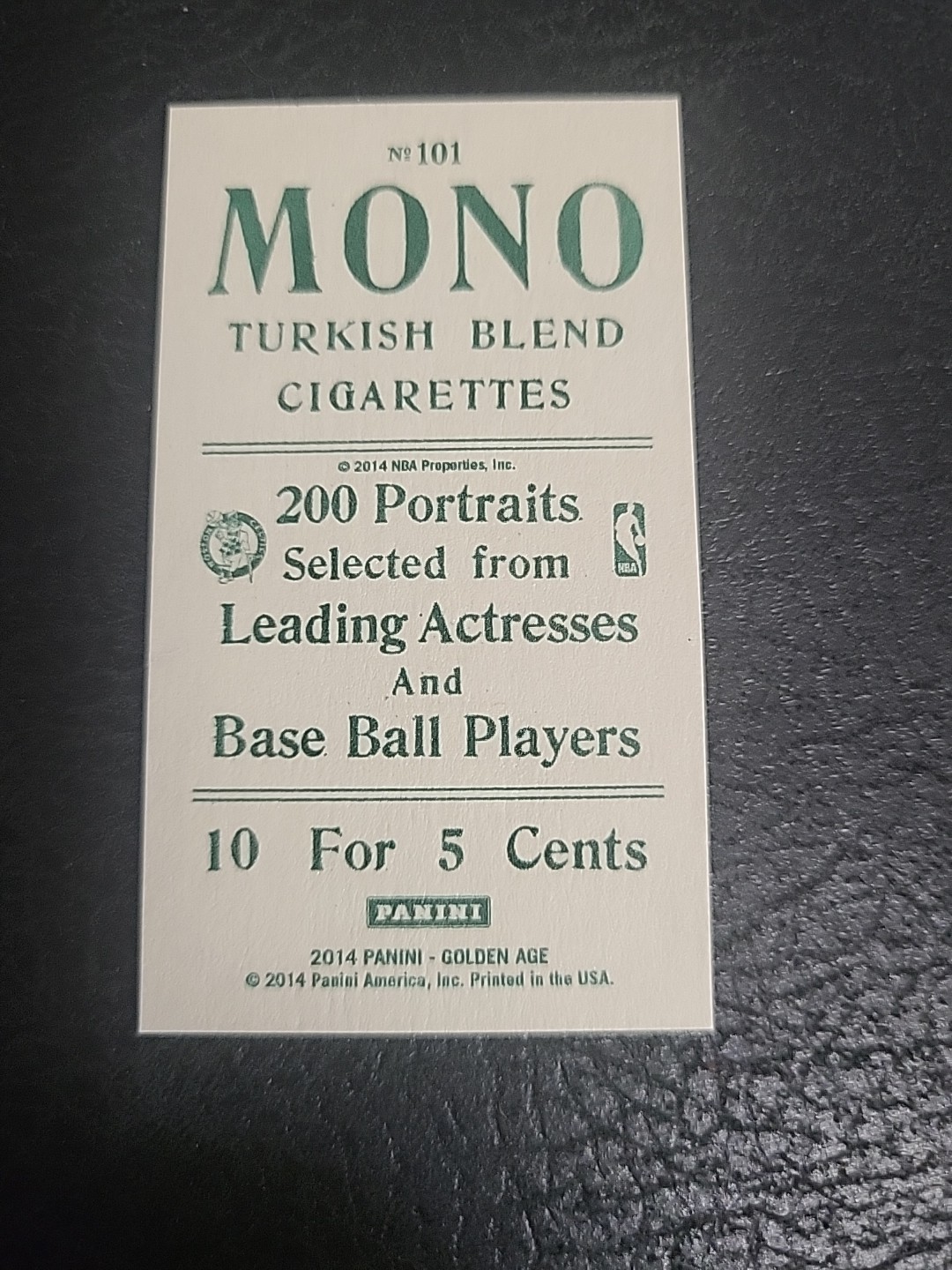 2014 Panini Golden Age Bill Russell #101 Mini Mono Green Back view 2