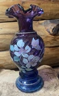 1996 Hand Painted Mulberry To Cobalt Art Vase Signed Bill Fenton 50 Year Unused