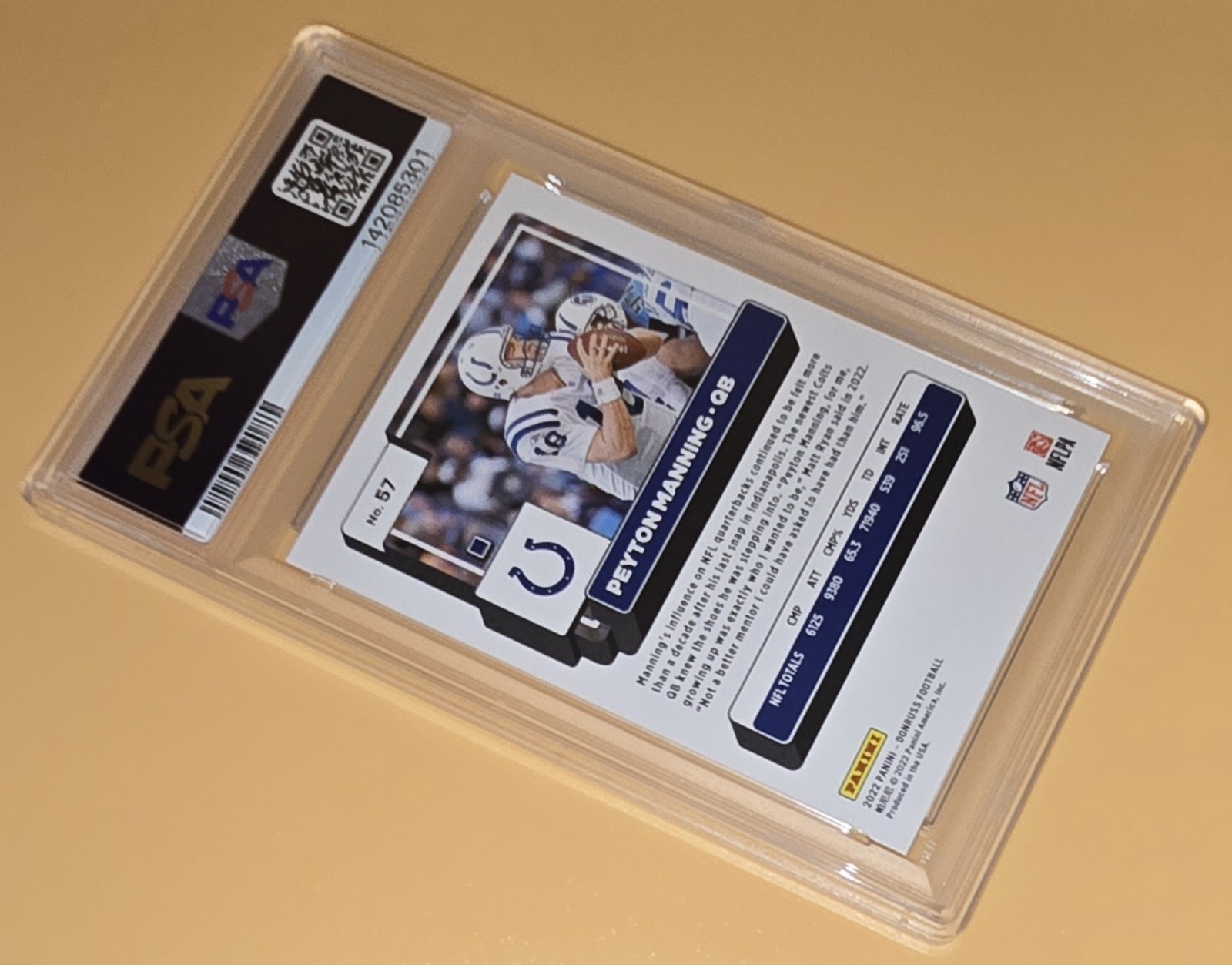 Peyton Manning PSA 10 Low Pop 2022 Panini Donruss 57 Indianapolis Colts NFL Card view 14