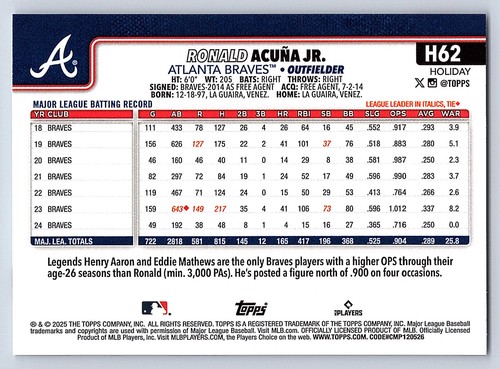 2025 Topps Holiday Base  # H 1 - H 200  - PICK YOUR CARDS - 第 112/318 張圖片