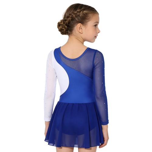 Kids Girls Dancewear Ballet Dress Contemporary Costume Rhinestone Dance Stage - Afbeelding 12 van 17