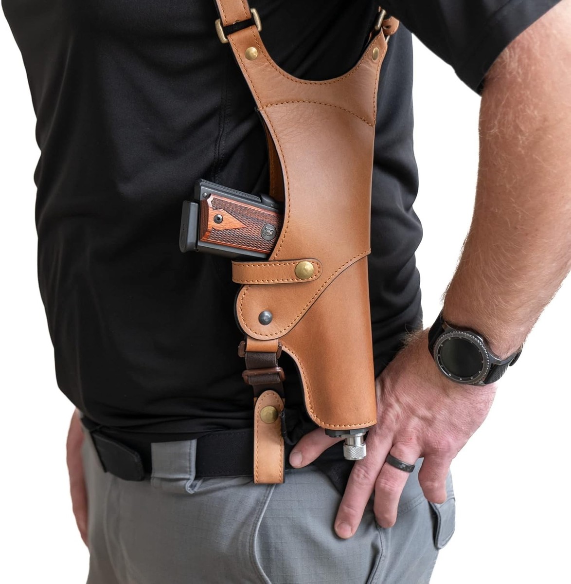 Cardini Premium Leather Shoulder Holster For Glock 17, Springfield