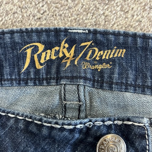 Wrangler Rock 47 Jeans Uomo 40x36 Pantaloni Cowboy Slim Dritti Scuri Punti Spessi - Foto 13 di 24