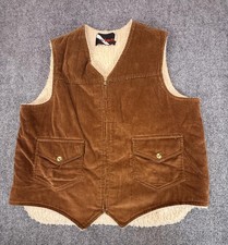 Vintage Wiman Vest Mens L Brown Corduroy Sherpa Lined Made USA Workwear 70s