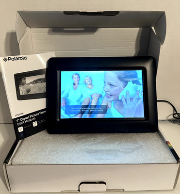 Polaroid 7  Digital Picture & Clock Frame | Color Black Model PDF-700 