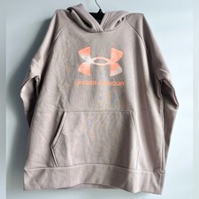 Under Armour Girl  s' Rival Fleece Hoodie Gray  Orange Size Medium