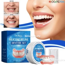 Silicone Denture Set Fit Temporary Orthodontic Teeth Dentures Fake Tooth Oral