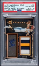 PANINI BLACK GOLD ROOKIE JERSEY AUTO #22 NIKOLA JOKIC 6/25 PSA AUTHENTIC AUTO 10