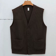 Men Button Down Vest Casual Cotton Lightweight Waistcoat V-Neck Cardigans Jacket