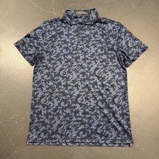 G Fore Polo Shirt Mens Medium Blue Skull Camo Golf Performance Stretch