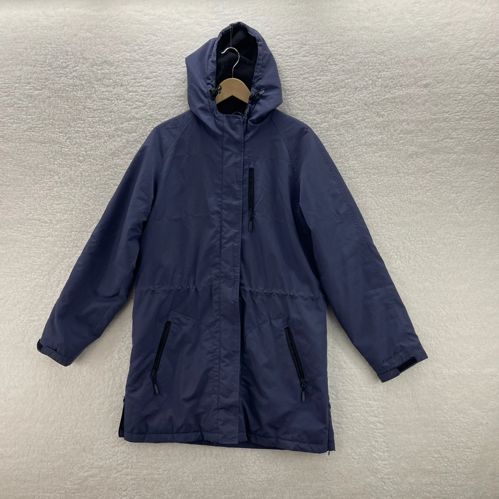 Eddie Bauer Jacket Mens Medium Tall Blue Weather Edge Parka Hooded Outdoor Gorp